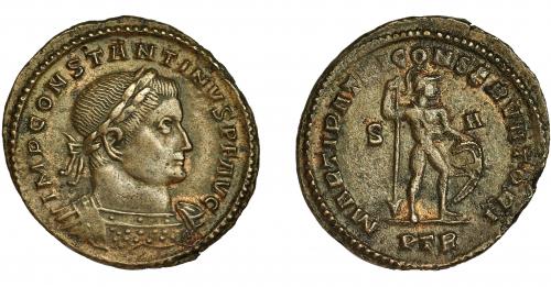 257 - CONSTANTINO I. Follis. Treveris (307-308). R/ MARTI PATRI CONSERVATORI, en campo S-A, exergo PTR. AE ,89 g. 26 mm. RIC-772a. MBC+.