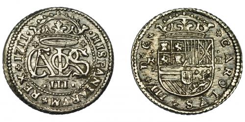 311   -  CARLOS III, PRETENDIENTE. 2 reales. 1711. Barcelona. VI-25. EBC-.
