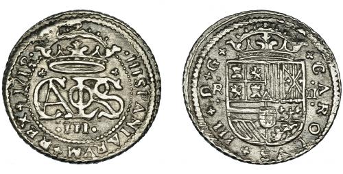 312 - CARLOS III, PRETENDIENTE. 2 reales. 1712. Barcelona. VI-26. MBC+/EBC-.