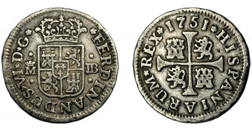 314 - FERNANDO VI. Real. 1751. Madrid. JB. VI-57. MBC/MBC-.