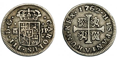 316 - CARLOS III. 1/2 real. 1762. Madrid. JP. VI-134. MBC.