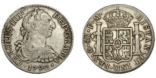 324 - CARLOS IV. 8 reales. 1790. Numeral del rey IIII. México. FM. VI-786. Escasa.