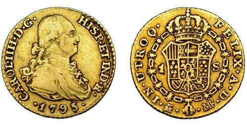 326 - CARLOS IV. Escudo. 1793. Madrid. MF. VI-908. MBC-.