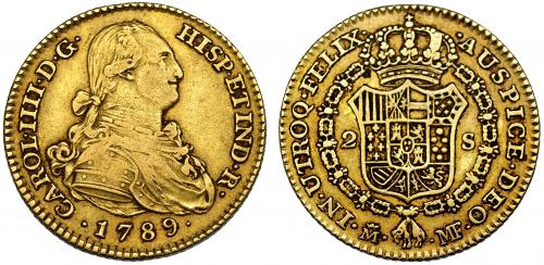 327   -  CARLOS IV. 2 escudos. 1789. Madrid. MF. VI-1039. MBC-/MBC.