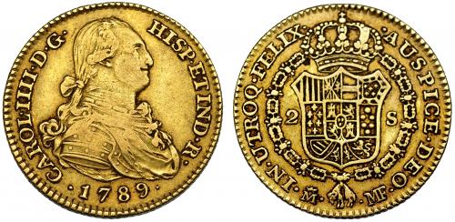 327 - CARLOS IV. 2 escudos. 1789. Madrid. MF. VI-1039. MBC-/MBC.