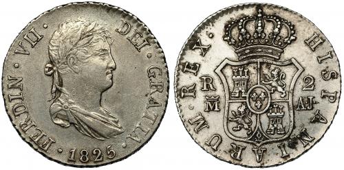334   -  FERNANDO VII. 2 reales. 1825. Madrid. AJ. VI-700. MBC.