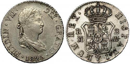334 - FERNANDO VII. 2 reales. 1825. Madrid. AJ. VI-700. MBC.