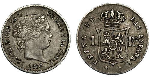 348   -  ISABEL II. Real. 1863. Sevilla. VI-291. MBC.
