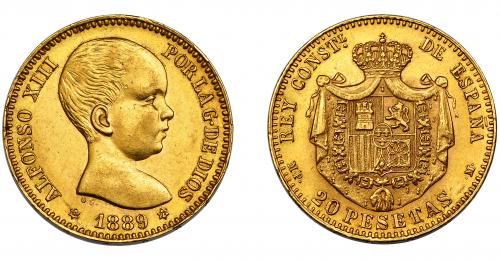 368 - ALFONSO XIII. 20 pesetas. 1889 *18-89. Madrid. MPM. VII-194. EBC-.