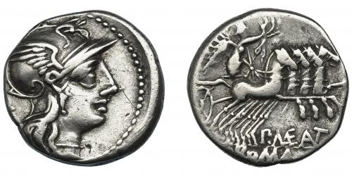 39 - MAENIA. Denario. Roma (132 a.C.). R/ Ley. P MAE ANT. AR 3,85 g. 17,9 mm. CRAW-249.1. FFC-831. MBC/MBC-.