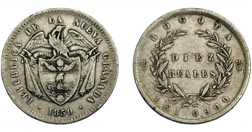 399 - COLOMBIA. 10 reales. 1850. Bogotá. KM-III. MBC.