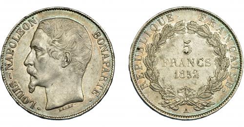 404 - FRANCIA. 5 francos. 1852. A. KM-773.1. Pequeñas marcas. MBC+.