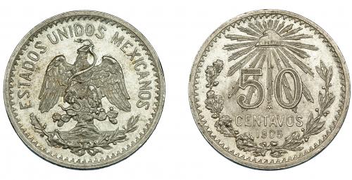 408   -  MÉXICO. 50 centavos. 1905. KM-445. EBC+.