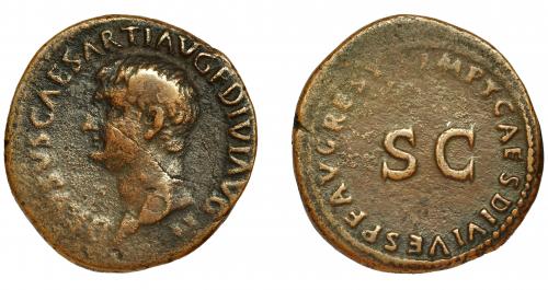78 - DRUSO (bajo Tito). As. Roma (80-81 d.C.). R/ SC, alrededor IMP T CAES DIVI VESP F AVG REST. AE 9,50. 29 mm. RIC-437. Fina raya en anv. Vanos. MBC-.