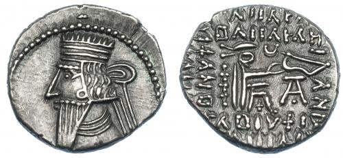 2130 - GRECIA ANTIGUA. PARTIA. Volosages III. Dracma. Ecbatana (105-147). AR 3,7 g. 18,6 mm. SEP-78.10. Anv. algo descentrado. MBC+.