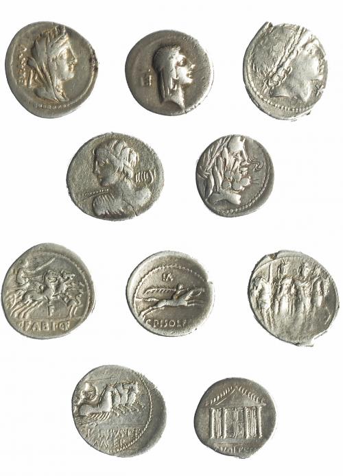 2134   -  REPÚBLICA ROMANA. Lote 6 denarios de diferentes familias. BC+/MBC-. 