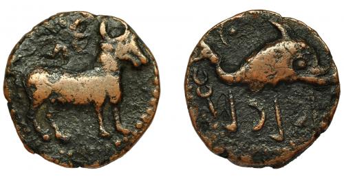 2015 - HISPANIA ANTIGUA. ASIDO. Semis. A/ Toro a der., encima estrella. R/ Delfín a der., encima creciente con punto. AE 5,4 g. 20,2 mm. CNH-3. I-158. ACIP-914. MBC-. Muy rara.