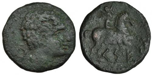 HISPANIA ANTIGUA. KESE-TARRACO. Unidad. A/ Cabeza masculina 