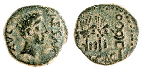 1 - ACCI. As. Augusto. A/ Cabeza de Augusto a der., ley. interna CAESAR AVG. R/ Dos aquilae entre dos signa; exergo II-I/(CIG)AC. AE 9,78 g. 26 mm. RPC-133. APRH-133a. ACIP-3001. CC-4327, mismo ejemplar. MBC-. Escasa.