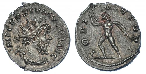 571 - IMPERIO ROMANO. PÓSTUMO. Antoniniano. Colonia (260-269). R/ Júpiter con haz de rayos; IOVI VICTORI. VE 2,48 g. 20,5 mm. RIC-311. EBC-.