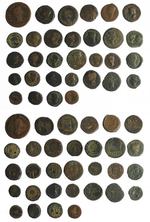 7   -  HISPANIA ANTIGUA. Lote de 31 monedas de Hispania antigua: Acci (4), Carthago Nova (1), Carteia (3), Corduba (3), Italica (4), Colonia Patricia (6), Colonia Romula (4), Tarraco (1), Iulia Traducta (5). RC/BC+