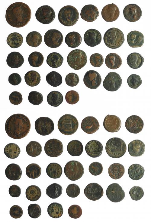 7 - HISPANIA ANTIGUA. Lote de 31 monedas de Hispania antigua: Acci (4), Carthago Nova (1), Carteia (3), Corduba (3), Italica (4), Colonia Patricia (6), Colonia Romula (4), Tarraco (1), Iulia Traducta (5). RC/BC+