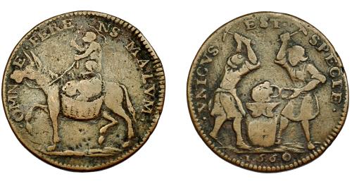 333   -  MONEDAS EXTRANJERAS. FRANCIA. Jetón de Lustucru. 1660. Auvergne. Satiriza el asunto Langey que permitió a su esposa pedir el divorcio. BC+.
