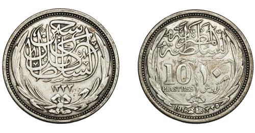 334   -  MONEDAS EXTRANJERAS. EGIPTO. 10 piastras. H-1335/1916. KM-320. MBC-.