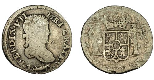 321   -  FERNANDO VII. 1/2 real. 1820. Zacatecas. AG. VI-437. Rebaba en la fecha. BC+/BC-.