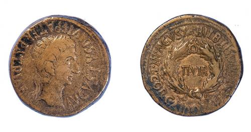 16 - COLECCIÓN CORES. BILBILIS. AUGUSTO. As. A/ Cabeza laureada a der.; AVGVSTVS DIVI F PATER PATRIAE. R/ Corona cívica rodeando II-VIR, alrededor MVN AVGVSTA BILBILIS- L COR CALIDO L SEMP RVTILO. AE 14,60 g. 29 mm. RPC-395. APRH-395. ACIP-3020. CC-4844, mismo ejemplar. finas rayitas en anv. MBC/MBC+. Ex Cayón 27/11/2018, lote 80.
