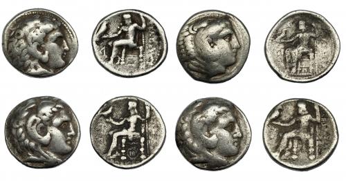 298   -  GRECIA ANTIGUA. MACEDONIA. Alejandro III. Lote de 4 tetradracmas. BC+.