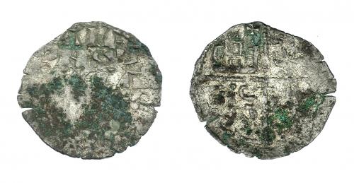 594 - REINOS DE CASTILLA Y LEÓN. ALFONSO X. Dinero de seis líneas. Marca cruz. VE 0,73 g. 18,8 mm. III-235. BMM-362. Fuertes oxidaciones. MBC.