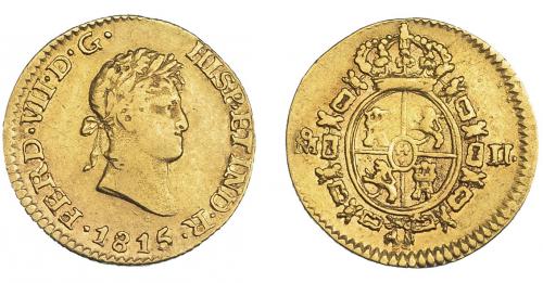 893   -  FERNANDO VII. 1/2 escudo. 1815/4. México. JJ. VI-1224. Vano en rev. MBC/MBC+. Muy escasa.