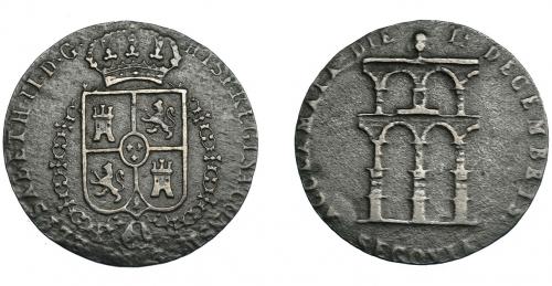 907   -  ISABEL II. Medalla. Mayoría de edad. 1843. Segovia. AE 2,28 g. ¿Falsa de época? Muy interesante. MBC-.