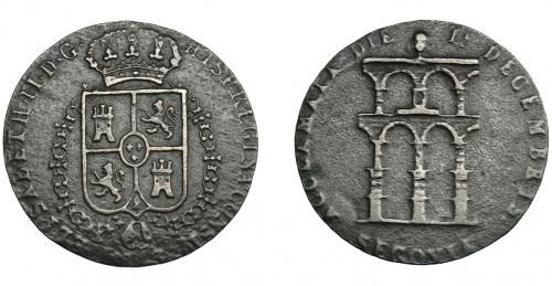 907 - ISABEL II. Medalla. Mayoría de edad. 1843. Segovia. AE 2,28 g. ¿Falsa de época? Muy interesante. MBC-.