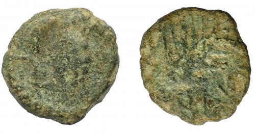 1055 - HISPANIA ANTIGUA. BAICIPO. Semis. A/ Racimo de uvas, a izq. S. R/ Espiga a der., debajo BAI(CIP). AE 3,28 g. 18,1 mm. I-183. ACIP-2507. RC.