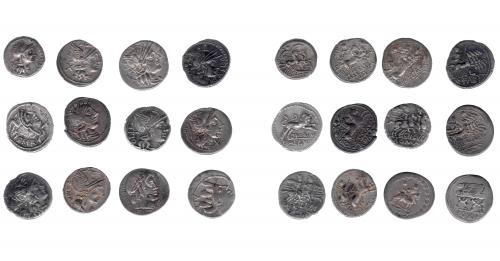 102 - REPÚBLICA ROMANA. Lote de 12 denarios. De MBC- a MBC.