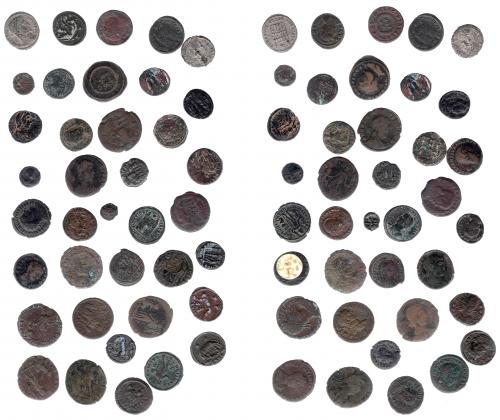 139   -  IMPERIO ROMANO. Lote de 38 bronces de módulo medio y pequeño. De RC a MBC.
