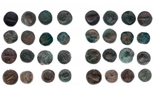 142 - IMPERIO ROMANO. Lote de 16 sestercios: Adriano (2), Faustina la Mayor (1), Antonino Pío (2), Marco Aurelio (2), Cómodo (5), Otacilia (1), Filipo I (1) y Gordiano III (2). BC-/MBC-.
