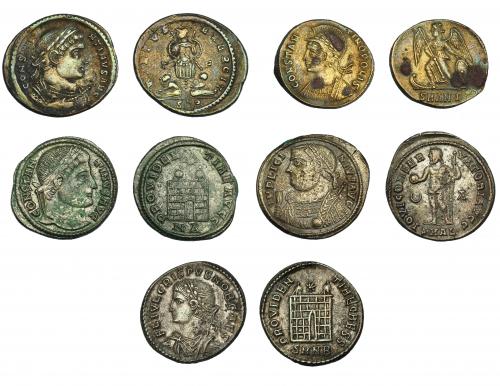 144   -  IMPERIO ROMANO. Lote de 5 follis: Constantino I (3); Crispo (1), Licinio I. MBC+/MBC-.