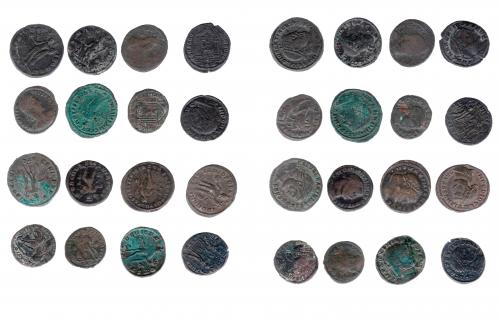 145 - IMPERIO ROMANO. Lote de 16 follis, de módulo medio y grande. De RC a MBC+.