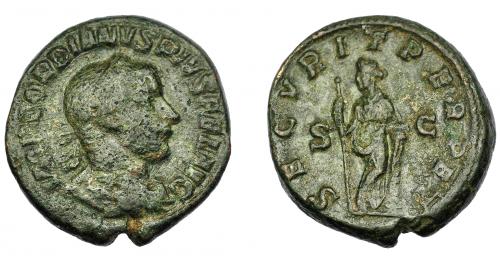 203   -  IMPERIO ROMANO. GORDIANO III. As. Roma (241-243). R/ Securitas a izq. con cetro y apoyada en columna; SECVRIT PERPET, S-C. AE 11,46 g. 25,91 mm. RIC-335b. MBC-/MBC.
