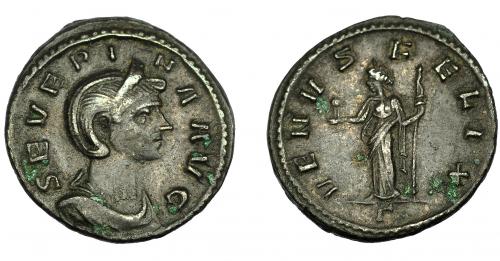 210   -  IMPERIO ROMANO. SEVERINA. Denario. Roma (270-275). R/ Venus a izq., con ¿Cupido? mano, y cetro; VENVS FELIX. RIC-6. MBC-.