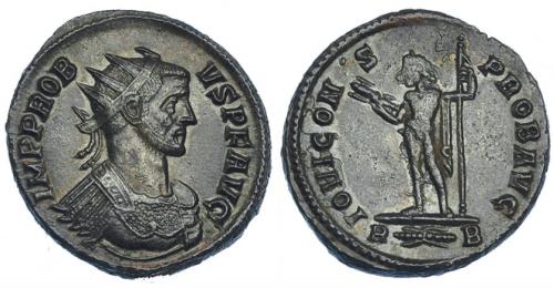 213 - IMPERIO ROMANO. PROBO. Antoniniano. Roma (281). R/ Júpiter con haz de rayos y cetro; IOVI CONS PROB AVG. VE 4 g. 21,10 mm. RIC-173. EBC-/MBC.