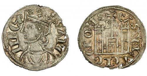 246 - REINOS DE CASTILLA Y LEÓN. SANCHO IV. Cornado. Burgos. Marca B-* y * en corona. VE 0,79 g. 19,11 mm. III-296. BMM-427.1. Pequeñas perforaciones. EBC.