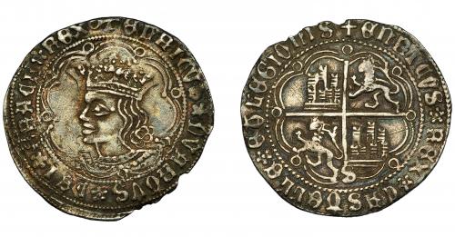 251 - REINOS DE CASTILLA Y LEÓN. ENRIQUE IV. Real. Sevilla. S en la parte inferior de eje vertical. AR 3,17 g. 27,56 mm. III-685. BMM-894.1. Pequeña rotura al borde y pequeñas marcas. MBC.