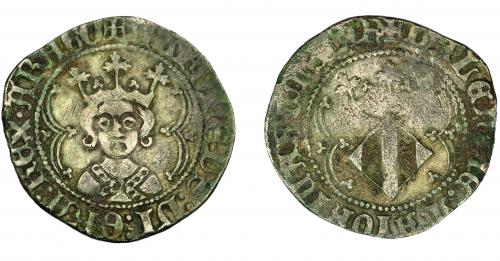 253 - CORONA DE ARAGÓN. ALFONSO EL MAGNÁNIMO (1416-1458). Real. Valencia. ARAGO y SAR al final de las leyendas. AR 3,11 g. 25 mm. IV-864.2. MBC-/BC+.