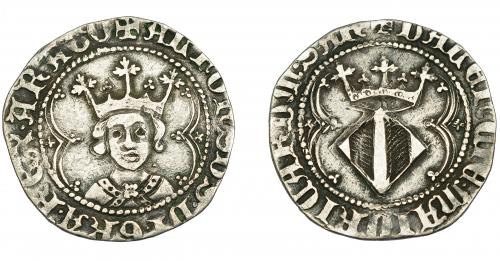 254 - CORONA DE ARAGÓN. ALFONSO EL MAGNÁNIMO (1416-1458). Real. Valencia. ARAGO y SAR al final de las leyendas. AR 2,48 g. 22,99 mm. IV-864.2. MBC/MBC-.