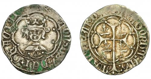 255 - CORONA DE ARAGÓN. ALFONSO EL MAGNÁNIMO (1416-1458). Real. Mallorca. Marcas lises en reverso. AR 3,35 g. 23,44 mm. IV-838. MBC-.