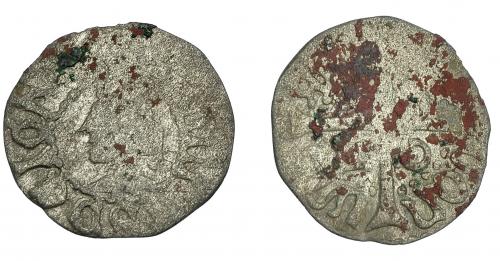 257 - CORONA DE ARAGÓN. JUAN EL GRANDE (1458-1479). Dinero. Cerdeña. AR 0,67 g. 15,83 mm. IV-986. BC-.
